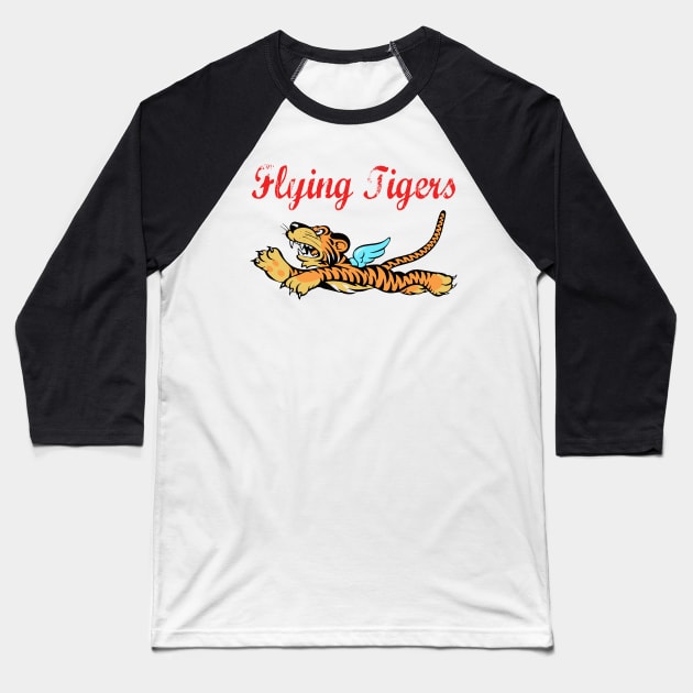 Flying Tigers WWII Distressed Baseball T-Shirt by Mandra